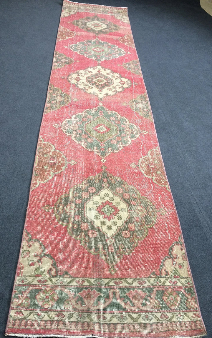 Beige Turkish Runner Rug 2' 10" x 12' 6" Hand-Knotted | No. WR51680