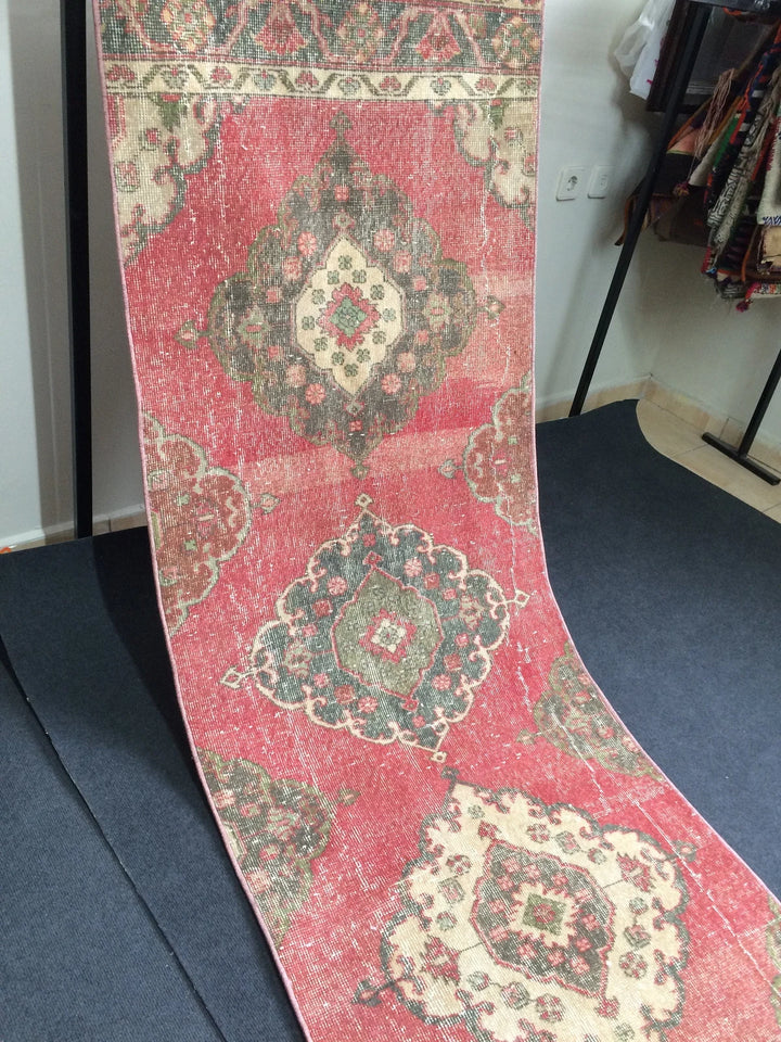 Beige Turkish Runner Rug 2' 10" x 12' 6" Hand-Knotted | No. WR51680
