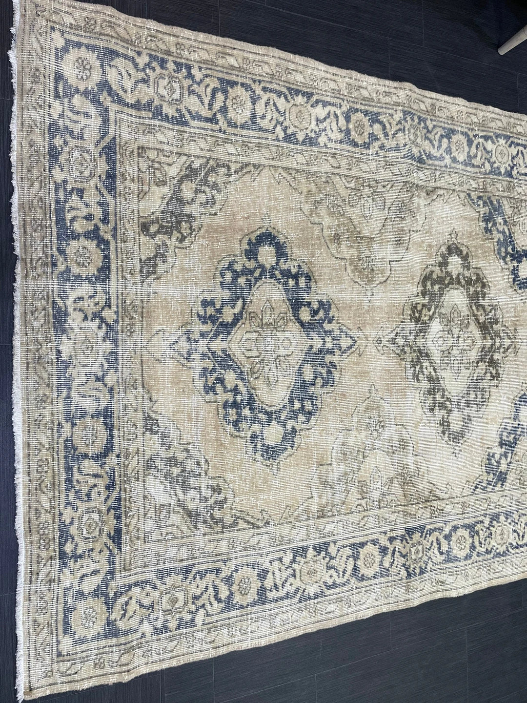 Beige Turkish Runner Rug 4' 8" x 11' 7" Hand-Knotted | No. WR51731