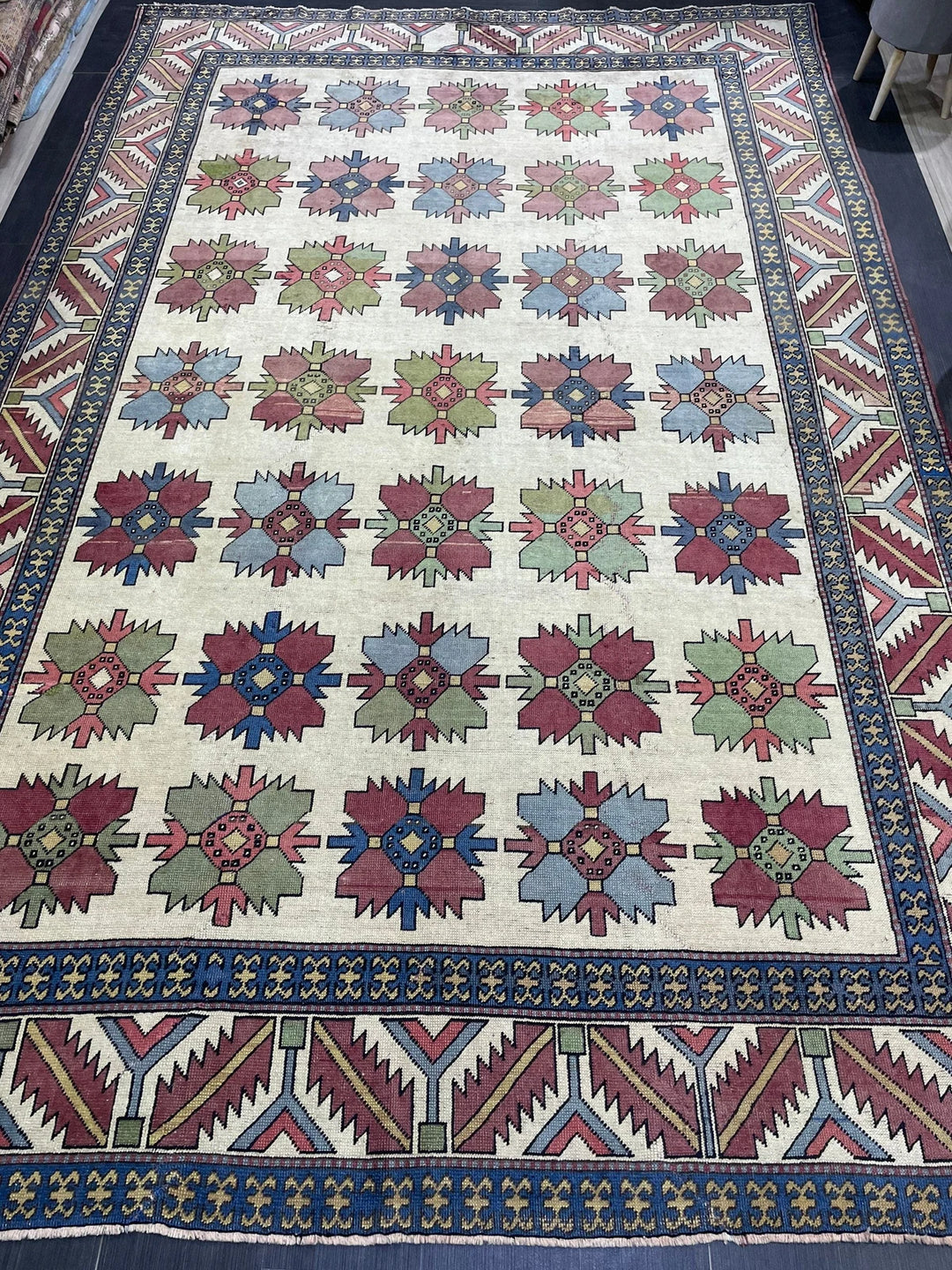 Blue Turkish Runner Rug 8' 5" x 13' 3" Hand-Knotted | No. WR51931