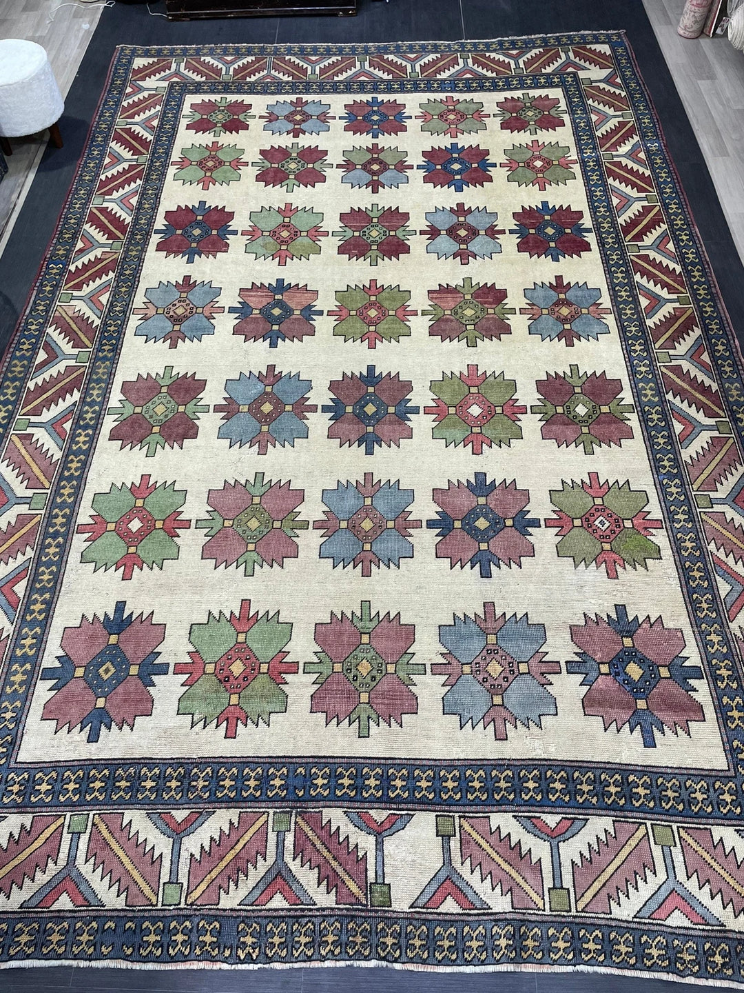 Blue Turkish Runner Rug 8' 5" x 13' 3" Hand-Knotted | No. WR51931