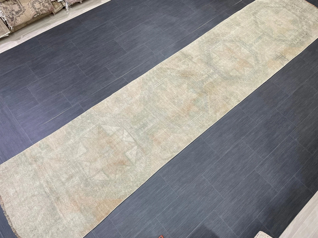 Tan Turkish Runner Rug 2' 9" x 12' 9" Hand-Knotted | No. WR52520