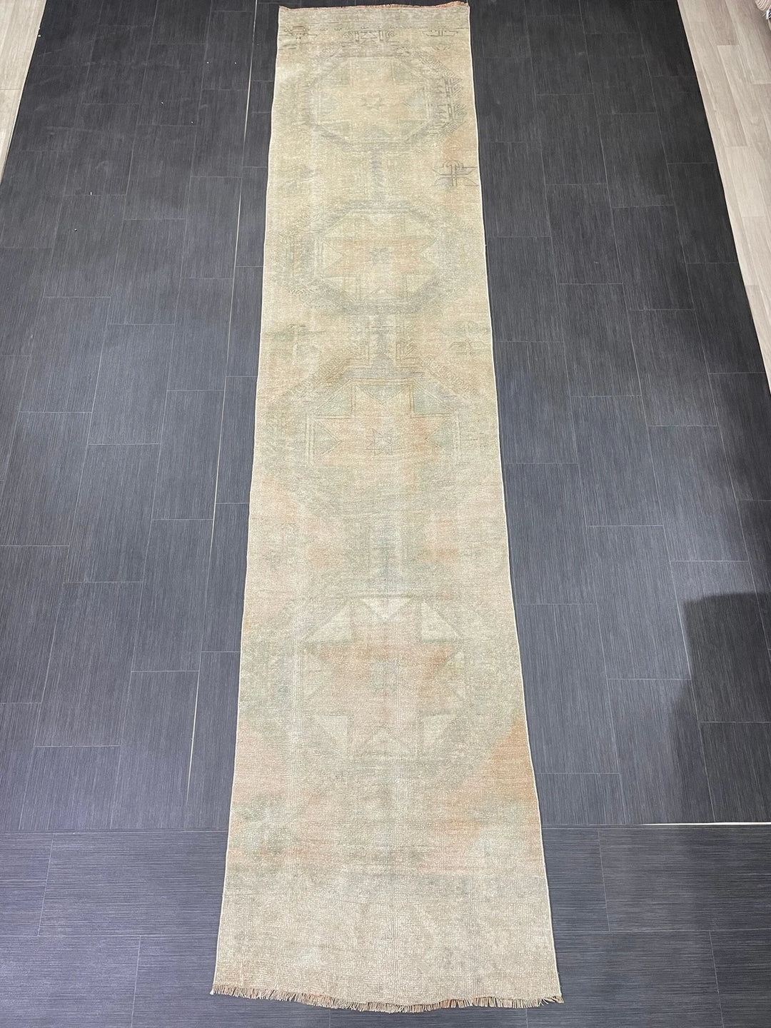 Tan Turkish Runner Rug 2' 9" x 12' 9" Hand-Knotted | No. WR52520