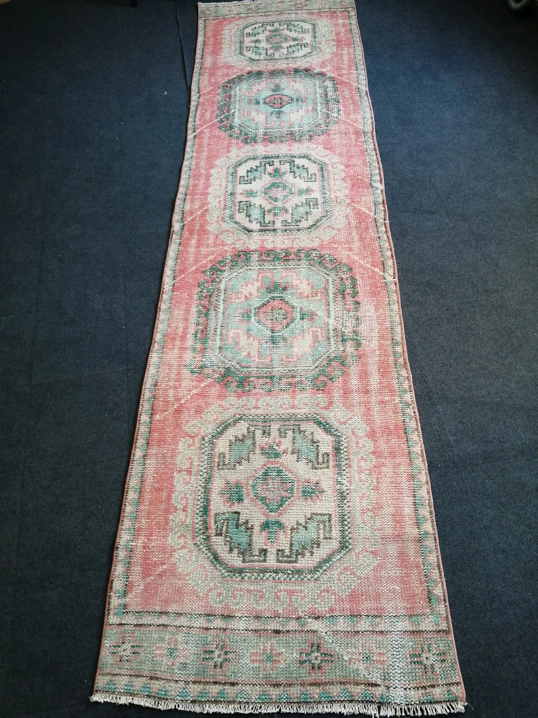 Pink Turkish Runner Rug 3' x 12' Hand-Knotted | No. WR53304