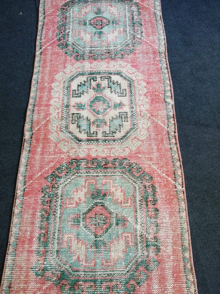Pink Turkish Runner Rug 3' x 12' Hand-Knotted | No. WR53304