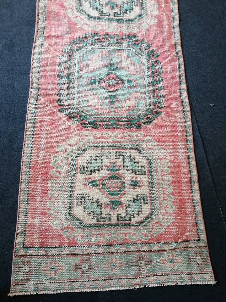 Pink Turkish Runner Rug 3' x 12' Hand-Knotted | No. WR53304