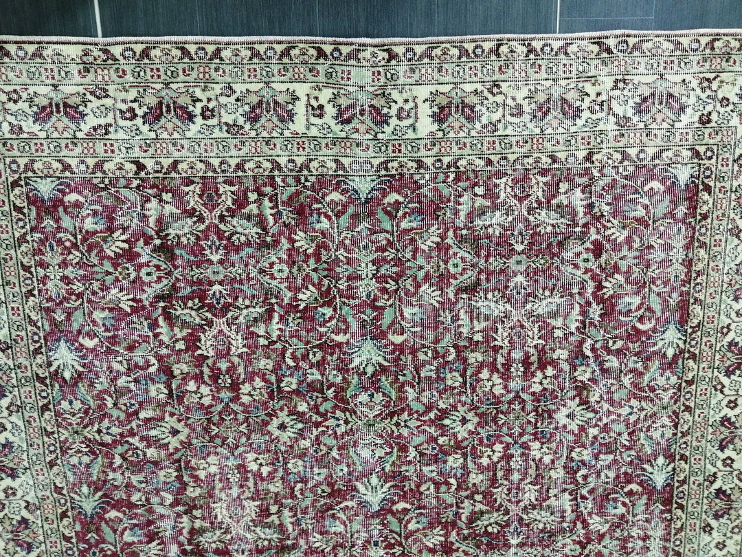 Tan Turkish Runner Rug 6' 9" x 9' 9" Hand-Knotted | No. WR53364