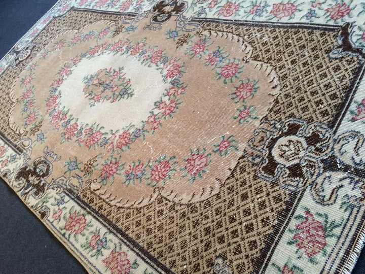 Tan Turkish Oushak Rug Hand-Knotted | No. WR53868
