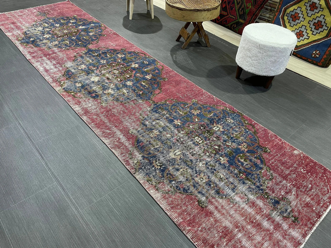 Beige Turkish Runner Rug 2' 9" x 10' 2" Hand-Knotted | No. WR54027