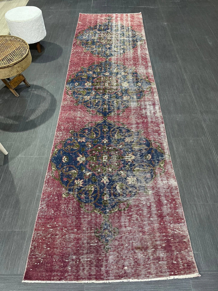 Beige Turkish Runner Rug 2' 9" x 10' 2" Hand-Knotted | No. WR54027