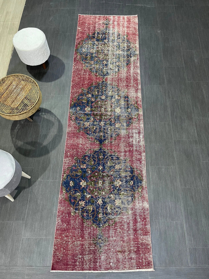 Beige Turkish Runner Rug 2' 9" x 10' 2" Hand-Knotted | No. WR54027