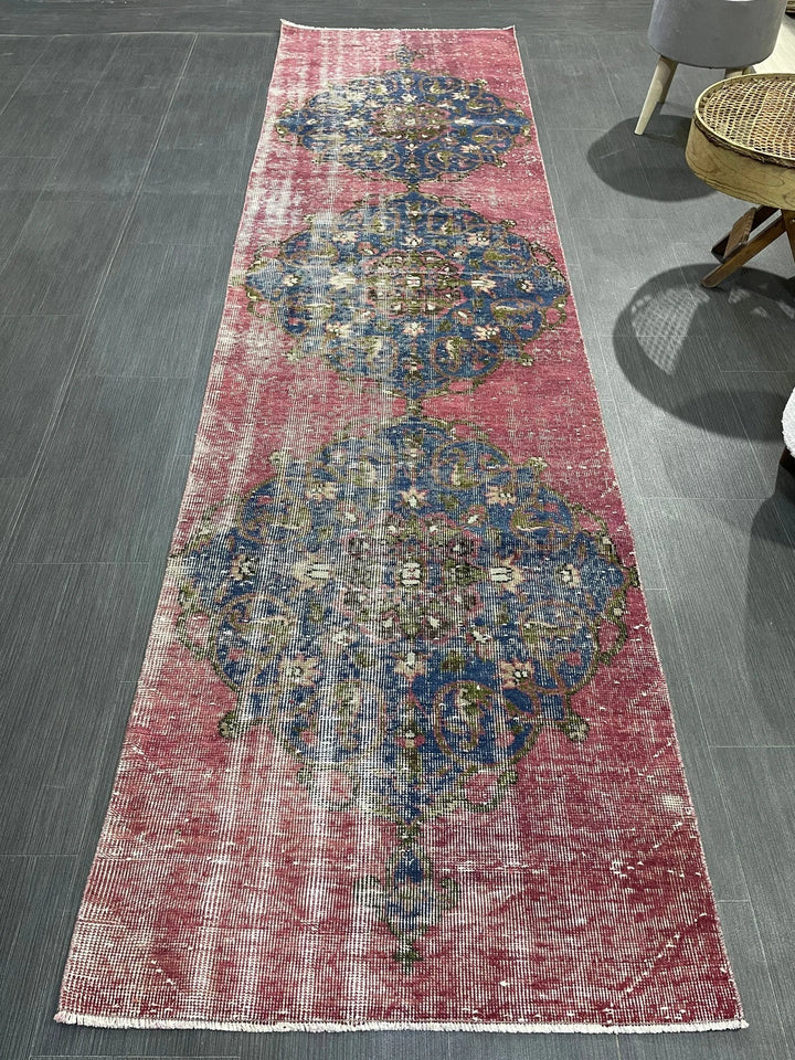 Beige Turkish Runner Rug 2' 9" x 10' 2" Hand-Knotted | No. WR54027