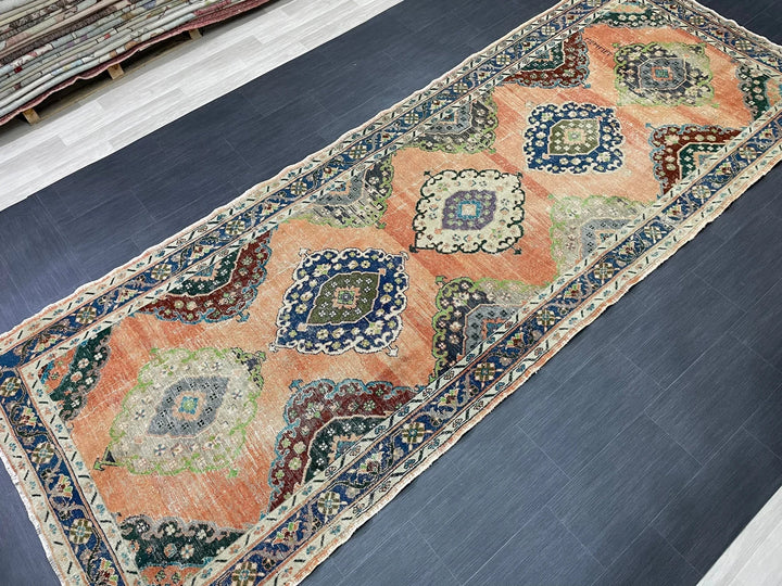Beige Turkish Runner Rug 4' 9" x 12' 11" Hand-Knotted | No. WR54271