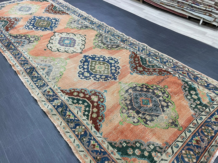 Beige Turkish Runner Rug 4' 9" x 12' 11" Hand-Knotted | No. WR54271