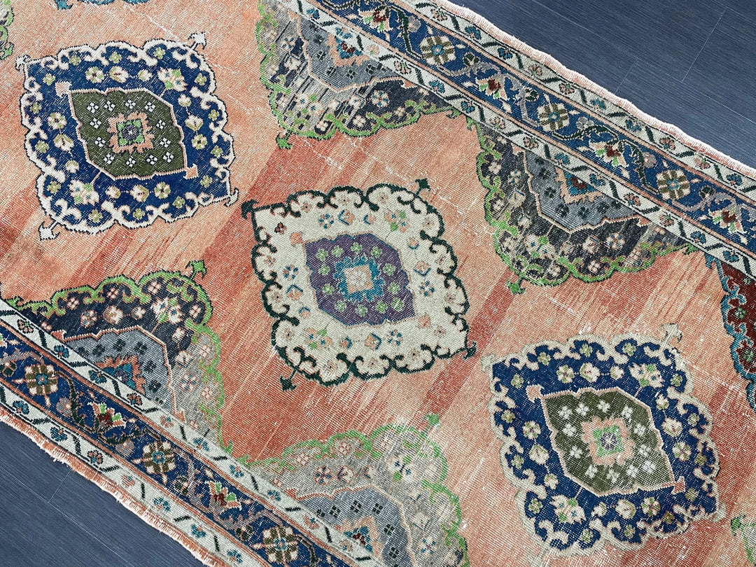 Beige Turkish Runner Rug 4' 9" x 12' 11" Hand-Knotted | No. WR54271