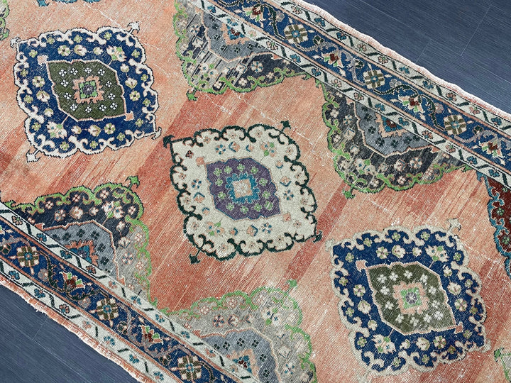 Beige Turkish Runner Rug 4' 9" x 12' 11" Hand-Knotted | No. WR54271