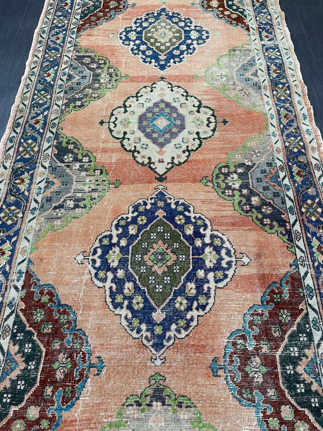 Beige Turkish Runner Rug 4' 9" x 12' 11" Hand-Knotted | No. WR54271