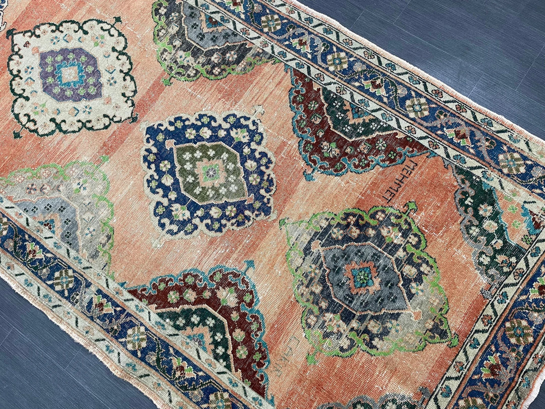 Beige Turkish Runner Rug 4' 9" x 12' 11" Hand-Knotted | No. WR54271