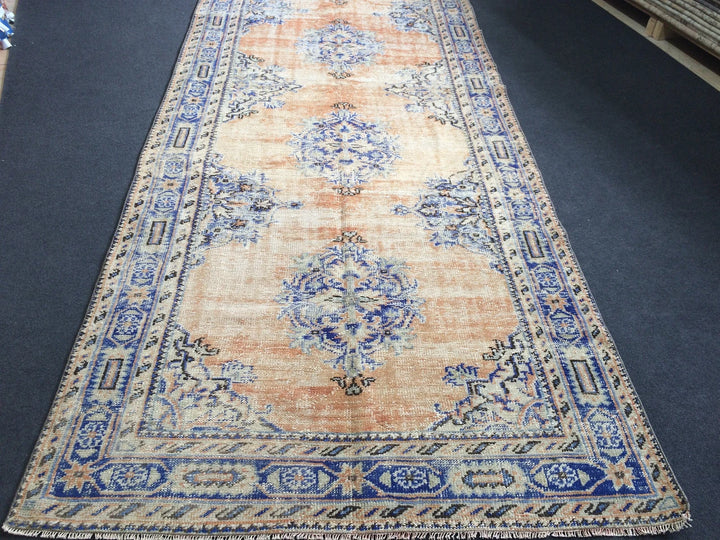 Navy Turkish Runner Rug 4' 8" x 12' Hand-Knotted | No. WR54362