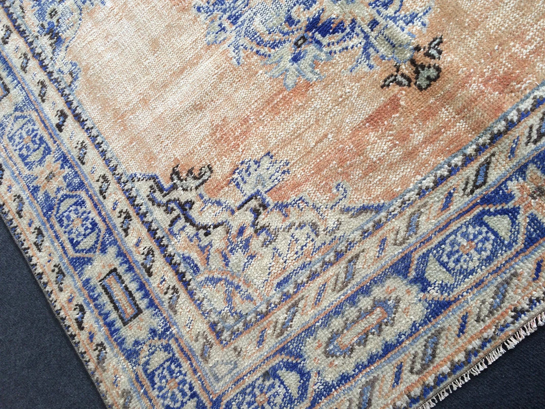 Navy Turkish Runner Rug 4' 8" x 12' Hand-Knotted | No. WR54362