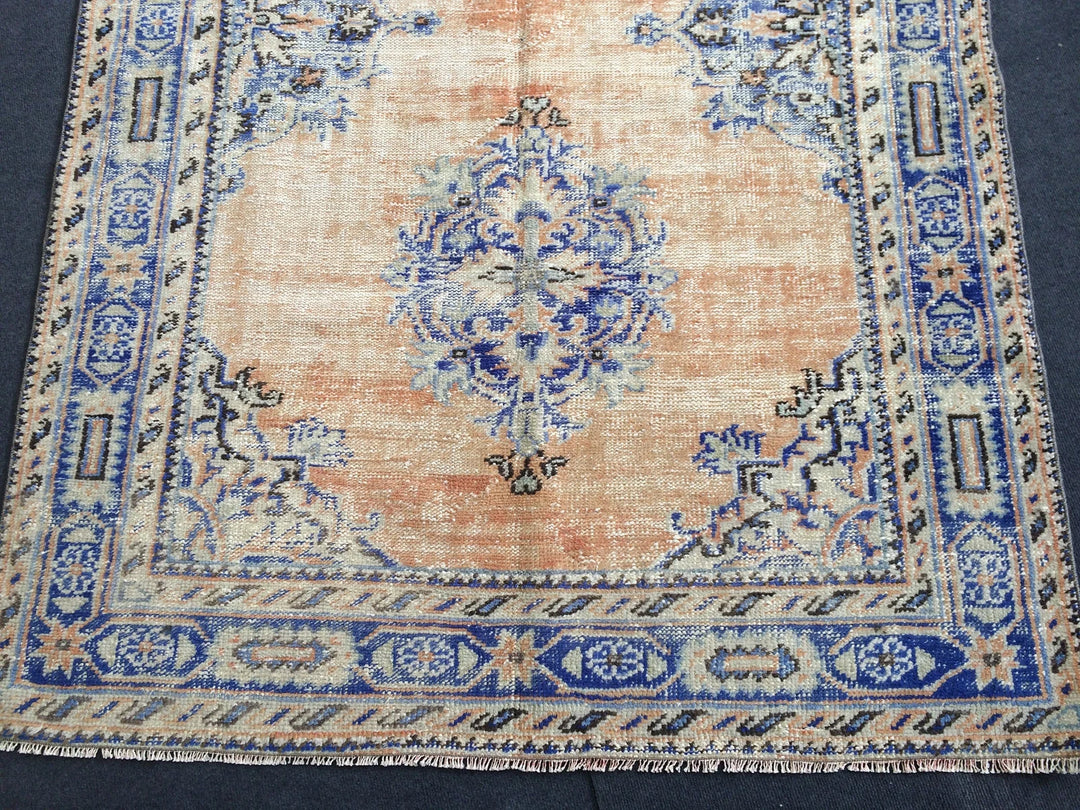 Navy Turkish Runner Rug 4' 8" x 12' Hand-Knotted | No. WR54362