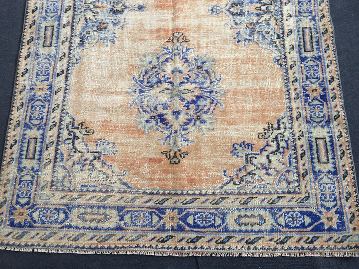 Navy Turkish Runner Rug 4' 8" x 12' Hand-Knotted | No. WR54362