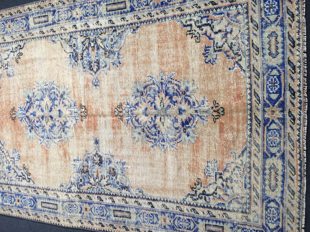 Navy Turkish Runner Rug 4' 8" x 12' Hand-Knotted | No. WR54362