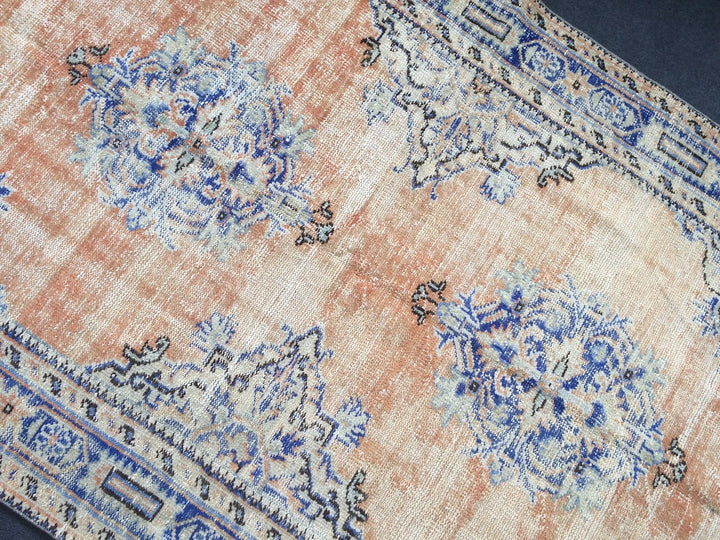 Navy Turkish Runner Rug 4' 8" x 12' Hand-Knotted | No. WR54362