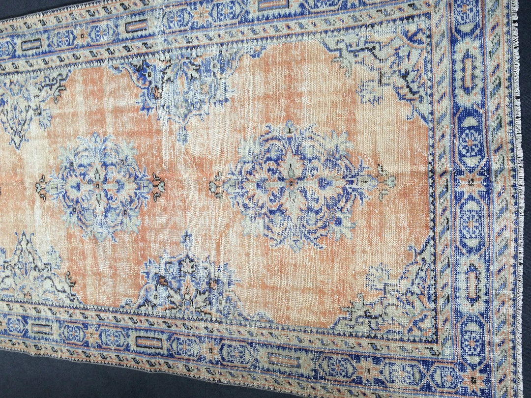 Navy Turkish Runner Rug 4' 8" x 12' Hand-Knotted | No. WR54362