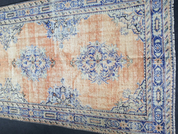 Navy Turkish Runner Rug 4' 8" x 12' Hand-Knotted | No. WR54362