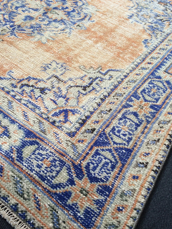 Navy Turkish Runner Rug 4' 8" x 12' Hand-Knotted | No. WR54362
