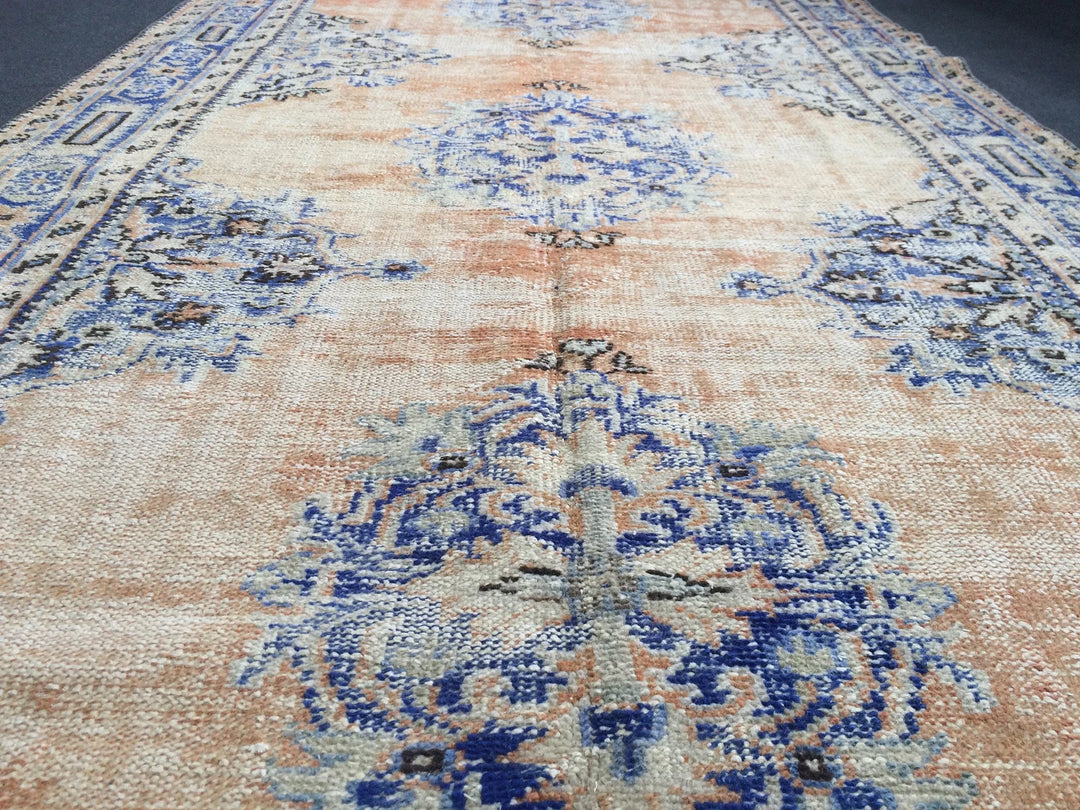 Navy Turkish Runner Rug 4' 8" x 12' Hand-Knotted | No. WR54362