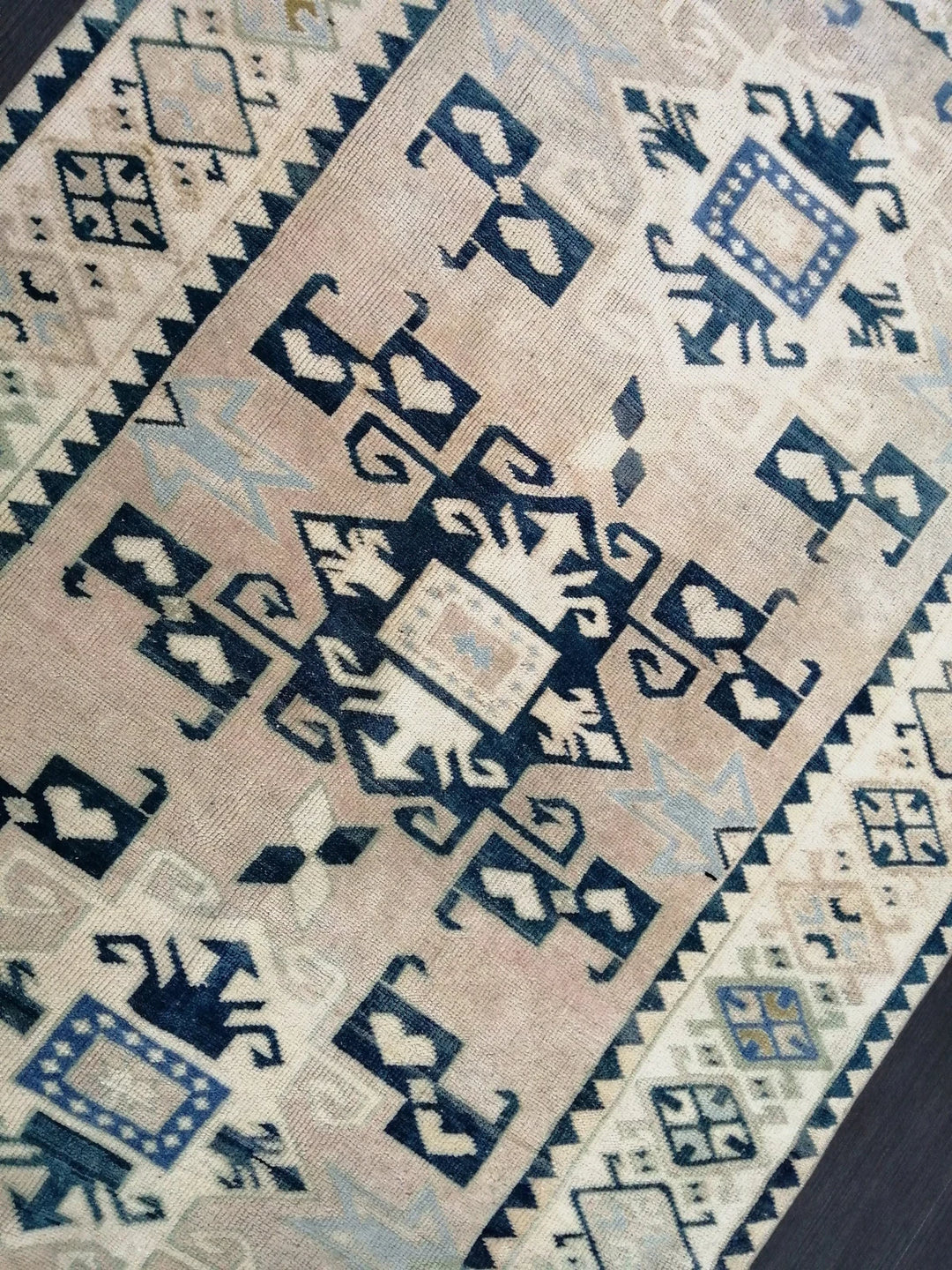 Beige Turkish Runner Rug 4' 5" x 6' 9" Hand-Knotted | No. WR54444
