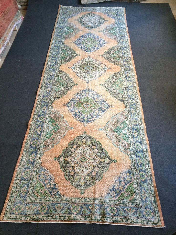 Beige Turkish Runner Rug 5' x 14' Hand-Knotted | No. WR54570