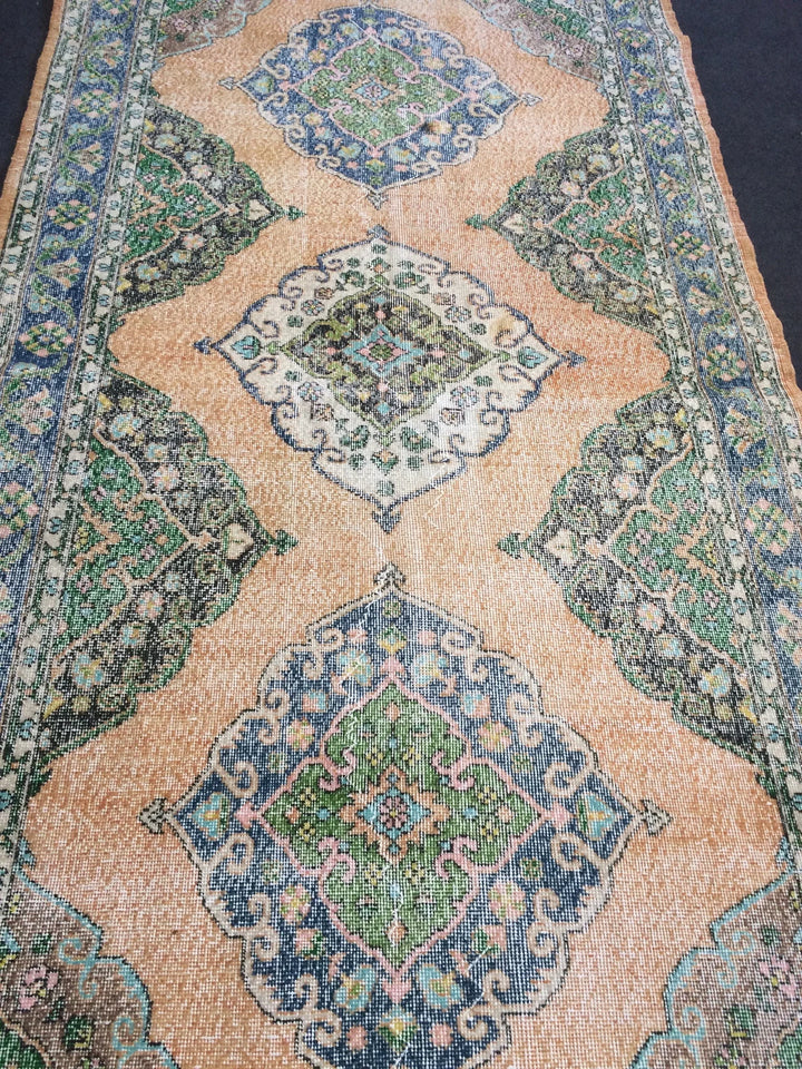 Beige Turkish Runner Rug 5' x 14' Hand-Knotted | No. WR54570