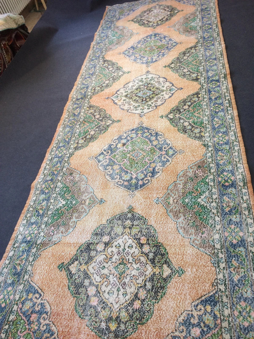 Beige Turkish Runner Rug 5' x 14' Hand-Knotted | No. WR54570