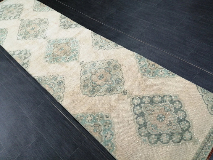 Beige Turkish Runner Rug 2' 6" x 10' 2" Hand-Knotted | No. WR54706