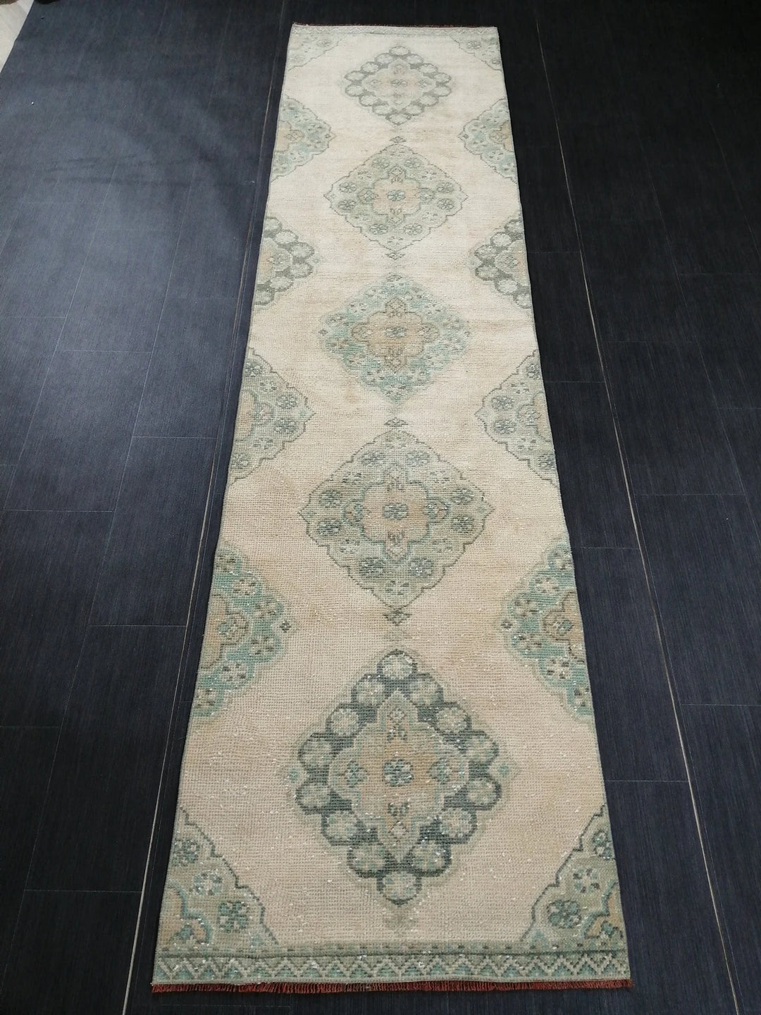Beige Turkish Runner Rug 2' 6" x 10' 2" Hand-Knotted | No. WR54706