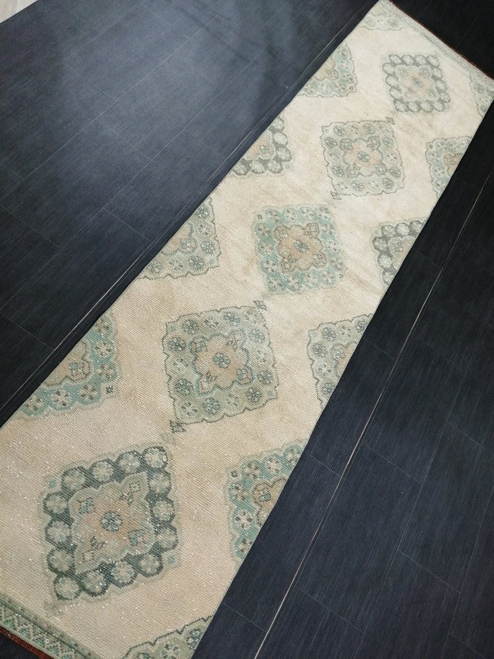 Beige Turkish Runner Rug 2' 6" x 10' 2" Hand-Knotted | No. WR54706