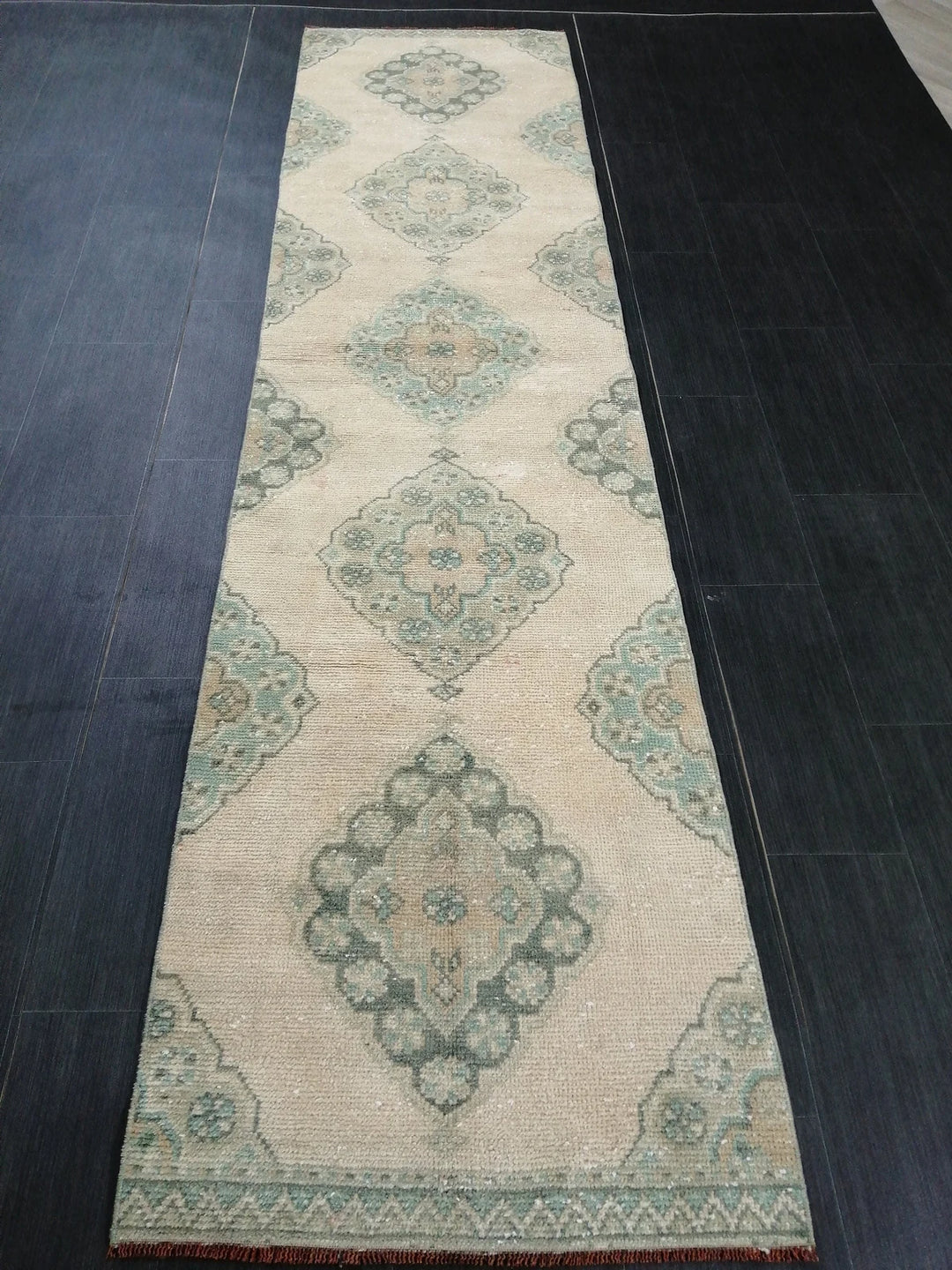 Beige Turkish Runner Rug 2' 6" x 10' 2" Hand-Knotted | No. WR54706