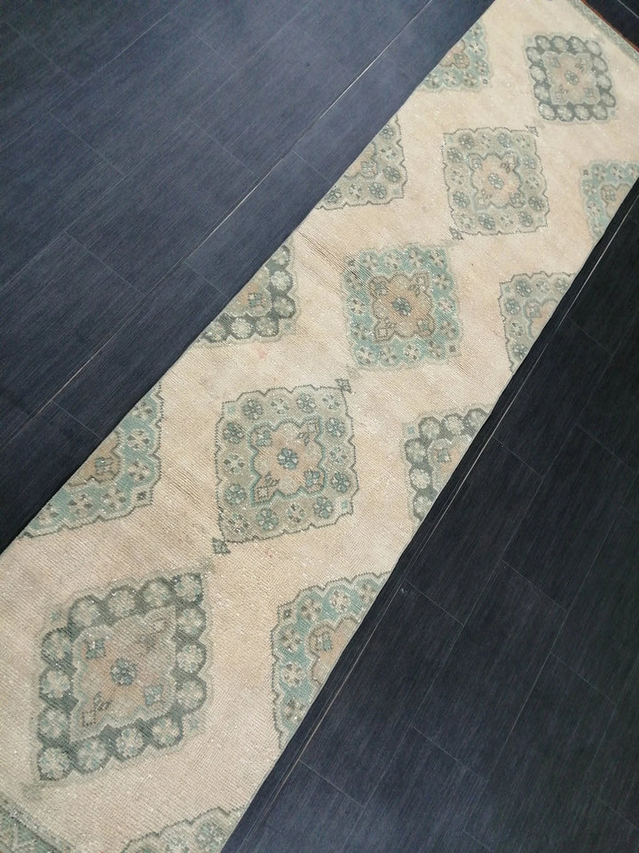 Beige Turkish Runner Rug 2' 6" x 10' 2" Hand-Knotted | No. WR54706