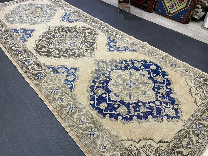 Tan Turkish Runner Rug 4' 9" x 13' 1" Hand-Knotted | No. WR54960