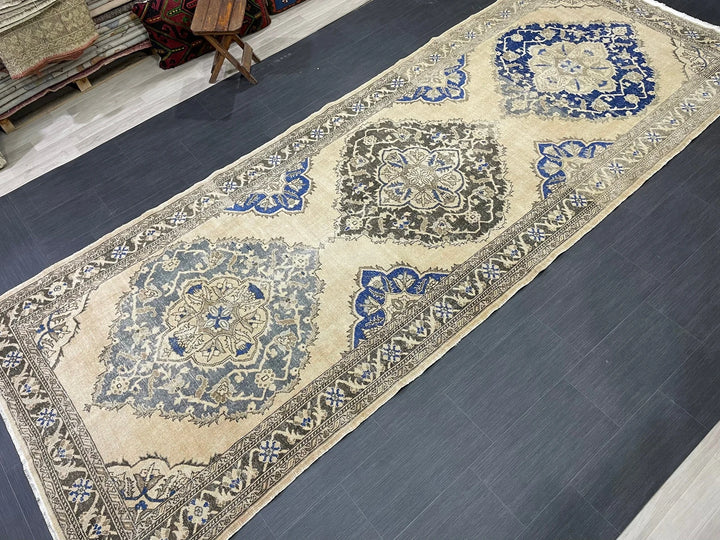 Tan Turkish Runner Rug 4' 9" x 13' 1" Hand-Knotted | No. WR54960