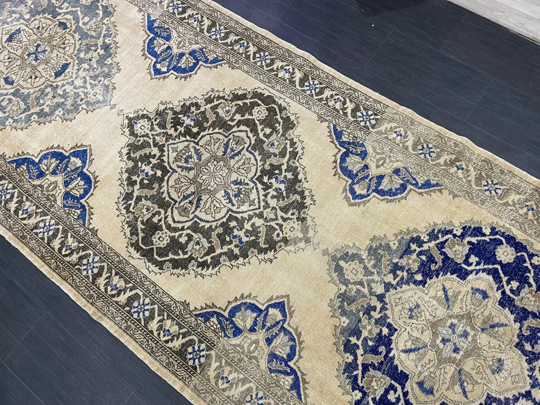 Tan Turkish Runner Rug 4' 9" x 13' 1" Hand-Knotted | No. WR54960