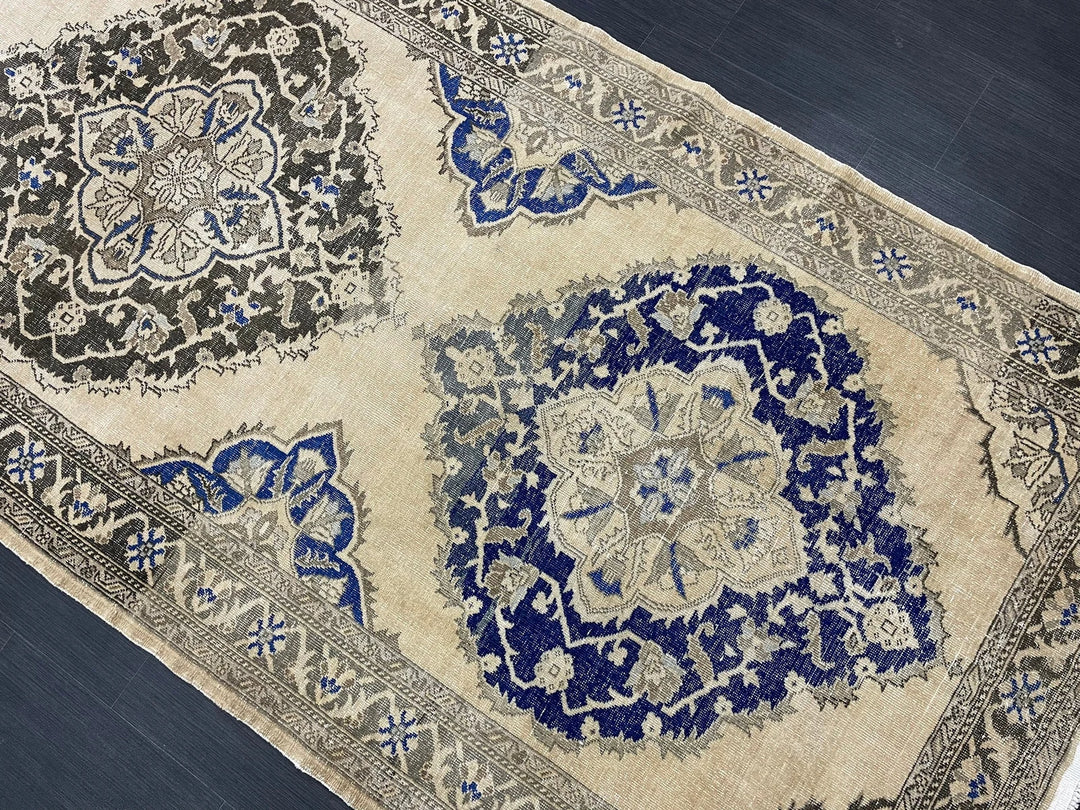 Tan Turkish Runner Rug 4' 9" x 13' 1" Hand-Knotted | No. WR54960