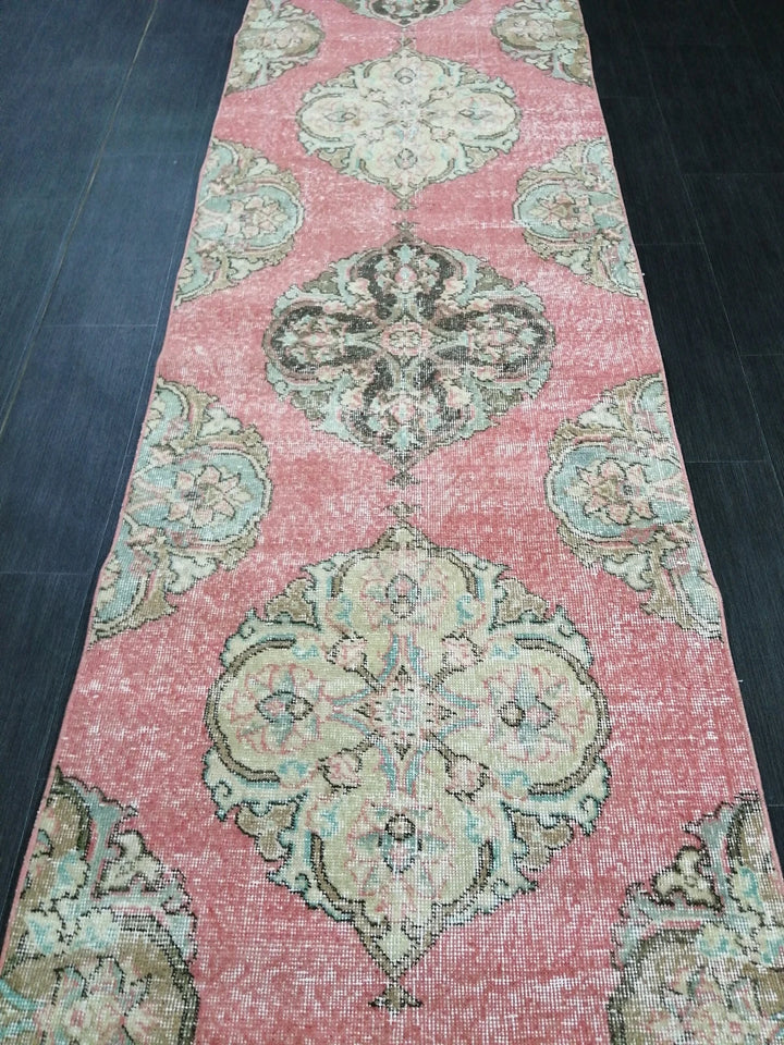 Pink Turkish Runner Rug 2' 8" x 12' 11" Hand-Knotted | No. WR55113