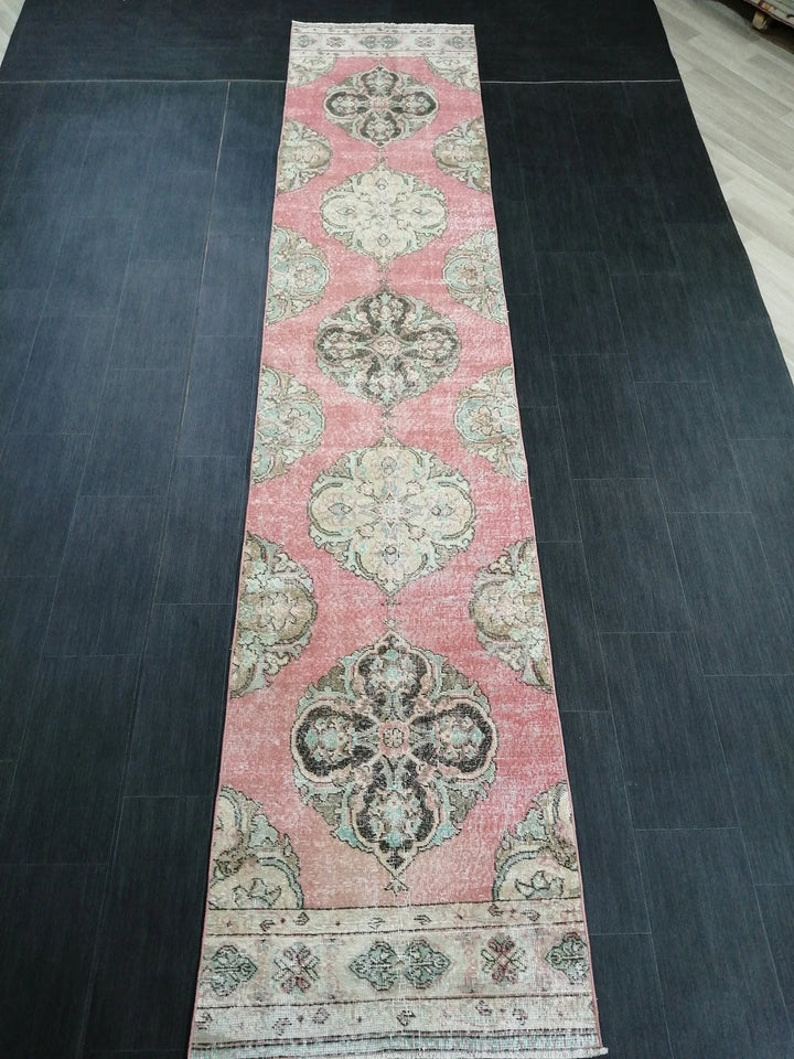 Pink Turkish Runner Rug 2' 8" x 12' 11" Hand-Knotted | No. WR55113