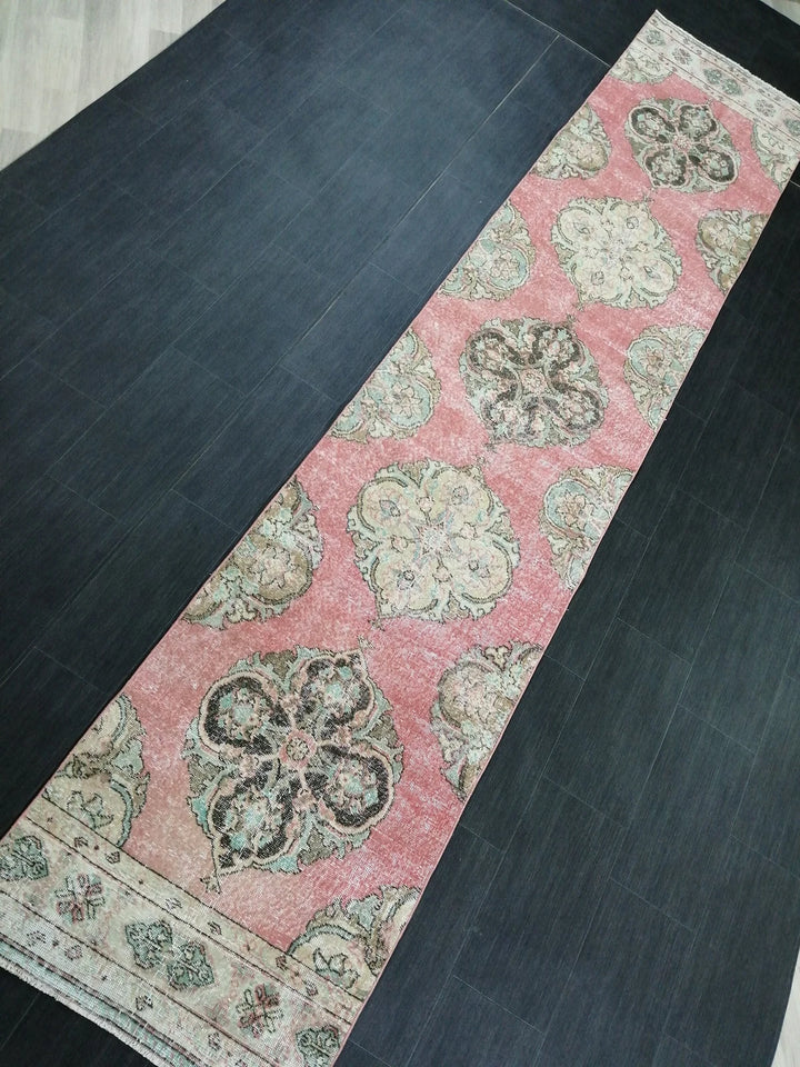 Pink Turkish Runner Rug 2' 8" x 12' 11" Hand-Knotted | No. WR55113