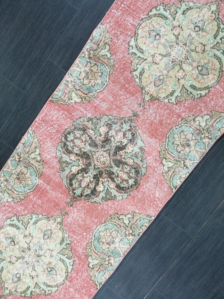 Pink Turkish Runner Rug 2' 8" x 12' 11" Hand-Knotted | No. WR55113