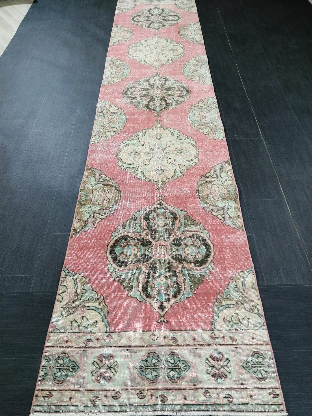 Pink Turkish Runner Rug 2' 8" x 12' 11" Hand-Knotted | No. WR55113